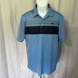 Travis Mathew Men's blue & gray detailed short sleeve golf polo shirt Medium M